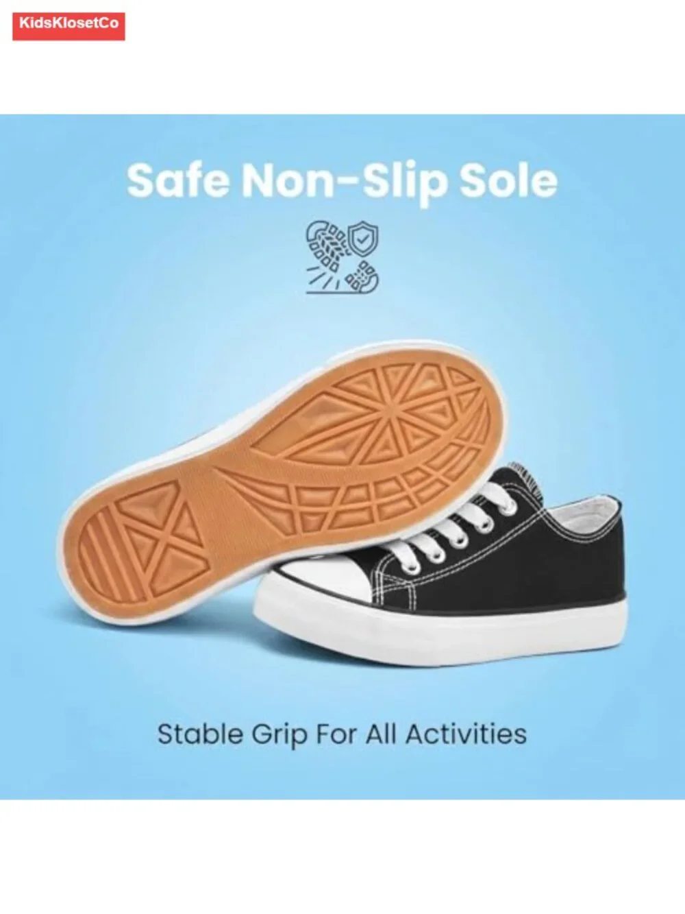 Canvas Low Top Sneakers for Toddlers, Easy Slip-On, Non-Slip Rubber Sole